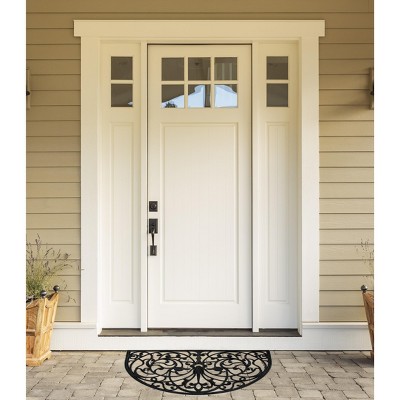 Half-Round Black Rubber Outdoor Doormat, 24x36