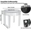 Artloge 23.62in Luxury Mirrored Round End Table with Crystal Diamonds Inlay Bedside Table - 2 of 4