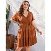 BLUEMING Plus Size Womens Dresses V Neck Floral Flutter Sleeve Midi Surplice Dress Waist Belted Floral Tie Waist Dress Bell Sleeve Dress Flowy Dress - 3 of 4