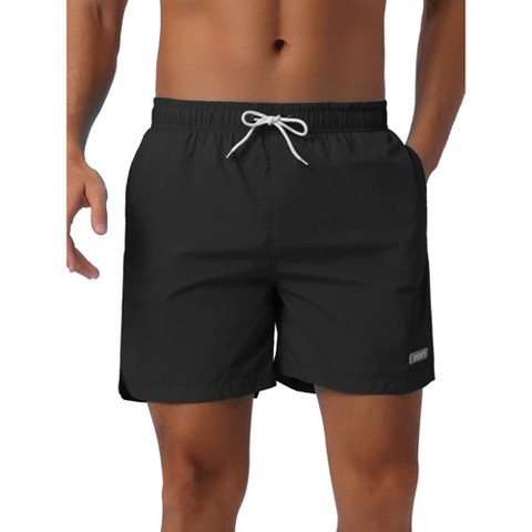 INSPIRE CHIC Men's Summer Drawstring Elastic Waist Mesh Lining Solid Board Shorts Black 36