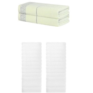 REGALWOVEN Bathroom Gym SPA Cotton Soft Absorbent Bath Hands Towel Set 2 Pcs - 1 of 4