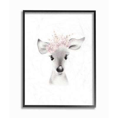 16"x1.5"x 20" Sketched Fluffy Deer Flowers Oversized Framed Giclee Texturized Art - Stupell Industries