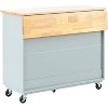 Acekool Rolling Kitchen Island with Sliding Fluted Glass Doors, Ambient Glow, Rubberwood Countertop, Power Outlets, Gray Blue - 4 of 4