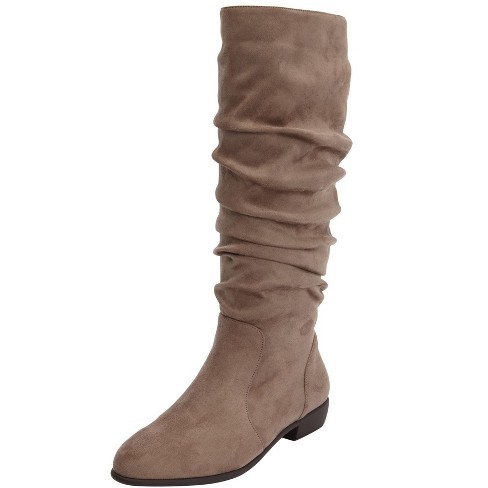 Comfortview Wide Width Shelly Wide Calf Slouch Boot Tall Knee High Women's  Winter Shoes - 9 WW, Dark Taupe Brown