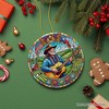 Country Outlaw Texas Melody Ceramic Ornament, Vintage Stained Glass Style Cowboy Music and Guitar Gift| OrnamentallyYou - 4 of 4