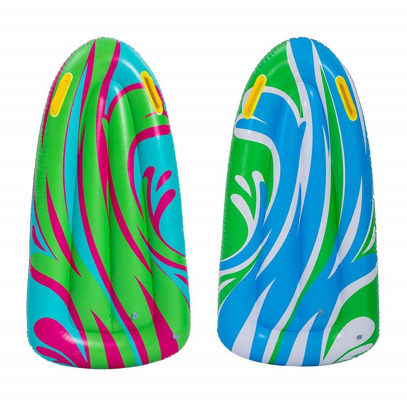 Syncfun 2 Pack Inflatable Boogie Boards for Kids Swimming Pool Floating Toys, Learn to Swim Water Boards, 1 of 8