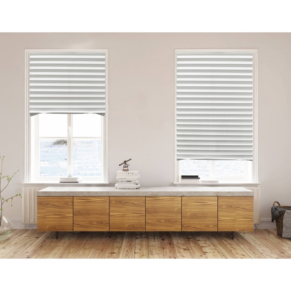 Photos - Blinds 36"x72" Lumi Home Furnishings Light Filtering Pleated Paper Window Shade White: Cordless Self-Adhesive Indoor 