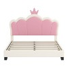 TIRAMISUBEST Twin/Full Upholstered Princess Bed with Crown Headboard, Kids PU Leather Platform Bed Frame - 4 of 4