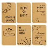 Paper Junkie 12 Pack Happiness-Themed Journals Bulk Set, Kraft Paper Notebooks with 80 Lined Pages for Kids, Office, 4 x 5.75 In
