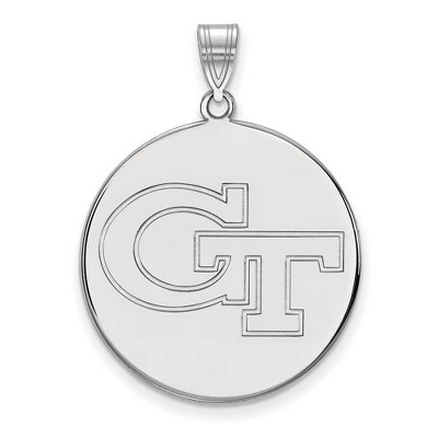 Black Bow Jewelry 10k White Gold Georgia Tech Yellow Jackets NCAA Extra Large Pendant