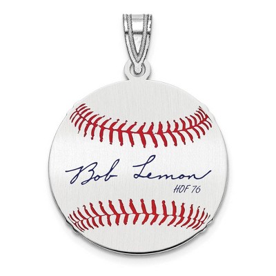 Black Bow Jewelry Sterling Silver Bob Lemon Signature SM Enamel Baseball Pendant