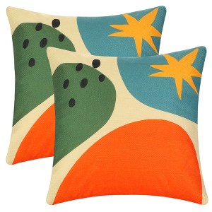 Unique Bargains Linen Decorative Throw Printed Contemporary Waterproof Pillow Covers 2 Pcs - 1 of 4