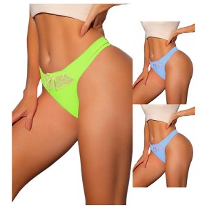 Allegra K Women's Low Waist Smooth Elastic Lace Waist Thongs 3 Packs - 1 of 4
