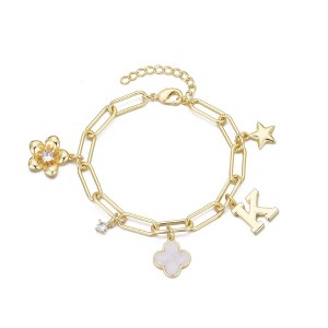 Adornia 14k Yellow Gold Plated Initial Chunky Charm Bracelet - 1 of 1