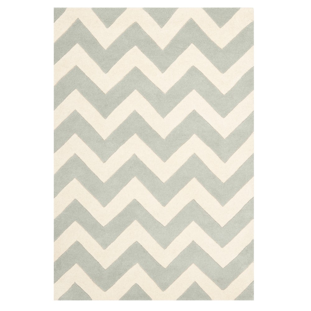 UPC 683726774969 Gray/Ivory Chevron Tufted Area Rug 4'X6' Safavieh