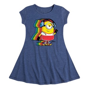 Girls' - Despicable Me Minions - Retro Rainbow Skater Fit & Flair Cap Sleeve Dress - 1 of 3