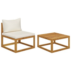 vidaXL 2 Piece Patio Sofa Set with Cushion Solid Acacia Wood - 1 of 4