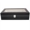 Slickblue Black Faux Leather Watch Box with 12/24 Compartments, Top-Opening Organizer for Watch Collection - 2 of 4