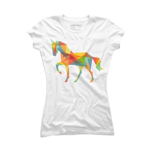 Junior's Design By Humans Fractal Geometric Unicorn By radiomode T-Shirt - 1 of 3