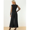 Allegra K Women's Elegant V Neck Mesh Long Sleeve Loose Wide Leg Party Jumpsuits - 4 of 4