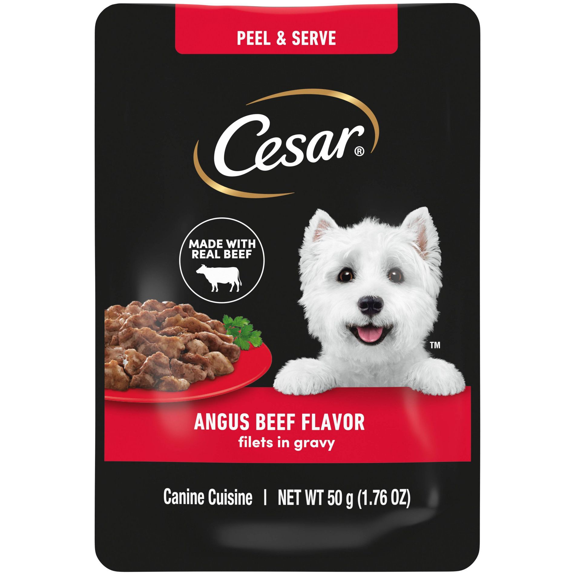 Cesar Mini-Pouch Chunks in Gravy Angus Beef Flavor Adult Wet Dog Food - 1.76oz