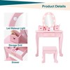 Kids Vanity Set, Pretend Play Girls Vanity Table and Chair Set with Lighted Mirror, Stool, and Wood Makeup Playset - 2 of 4