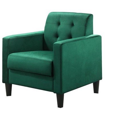 Vynxaria Hale 27.5" Light Gray Velvet Accent Armchair with Tufted Back