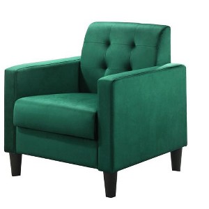 Vynxaria Hale 27.5" Light Gray Velvet Accent Armchair with Tufted Back - 1 of 4