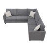 Modern Upholstered Living Room Sectional Sofa, With 3 Pillows, Gray - ModernLuxe - 4 of 4