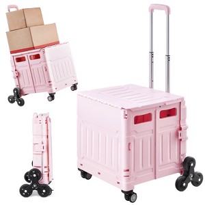 VEVOR Foldable Utility Cart, 65L Collapsible Portable Crate Rolling Cart with Stair Climbing Wheels & 360° Swivel Wheels, Hand Cart - 1 of 4