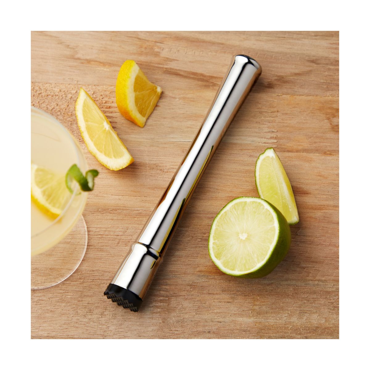 Viski Stainless Steel Cocktail Muddler for Mojito, Mint Julep, Fruits, Herbs and Spices, Ergonomic Handle, Home Bar, Bartender Tools, Gifts for Men - thumbnail 5
