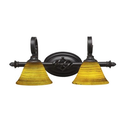 Toltec Lighting Elegante 2 - Light Vanity in  Dark Granite with 7" Firré Saturn Shade
