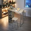 3 Piece Dining Table Set for 2, Industrial Bar Table and 2 Stools, Counter Height Island Table with Storage Shelves, Drawer, Small Kitchen Table - 2 of 4
