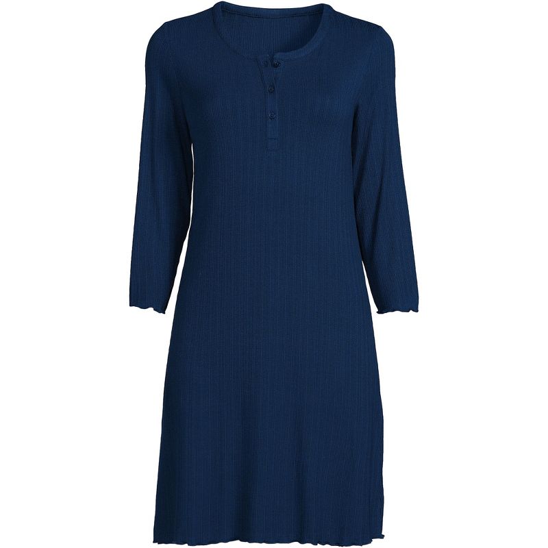 Lands' End Women's Pointelle Rib 3/4 Sleeve Knee Length Nightgown, 3 of 5