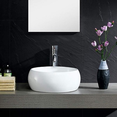 Modern White Ceramic Round Vessel Bathroom Sink