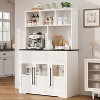 60'' Tall Kitchen Cabinet Pantry Cabinet with Glass Doors and Drawers, Coffee Bar Table for Living Room, Dining Room White - 4 of 4