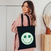 City Creek Prints Clover Leopard Smiley Face Canvas Tote Bag - 15x16 - Black - 2 of 2