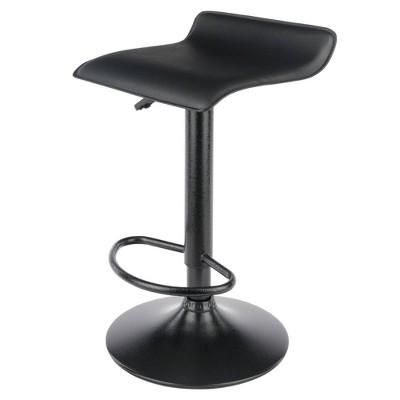 Adjustable Black Leather Swivel Bar Stool - Set of 2