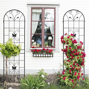 2 Pack Metal Garden Trellis 86.7" x 19.7" Rustproof Trellis for Climbing Plants Outdoor Flower Support Black - 1 of 4