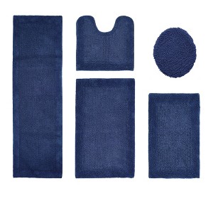 Edge Bath Rug 100% Premium Cotton Ultra-Soft Water Absorbent Tufted Solid Reversible 5 Piece Bathroom Rug Set for Machine Washable Bathmat - 1 of 4
