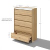 LuxenHome 47.2” Tall Hazel Oak 5-Drawer Chest with Raised Sides, Faux Marble Top, Durable Manufactured Wood Brown - 3 of 4