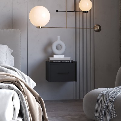 NicBex 13.2 inch Floating Nightstand with Drawer,Wall-Mounted Side Table with Sleek Handle,Bedside Table for Bedroom,Living Room