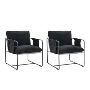 Amelia Contemporary Metal Frame Accent Chair with Removable Storage Pocket,Set of 2 | Artful Living Design - 1 of 4