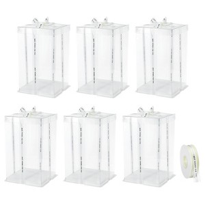 Unique Bargains 6 Pcs Birthday Parties Wedding Clear Tall Cake Box with Ribbon 1 Pc - 1 of 4