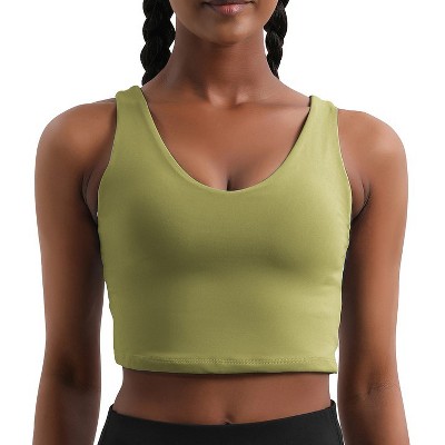 DOMETOUR Sports Bra for Women Wirefree Padded Yoga Bras Tank Tops Fitness Workout Running Top