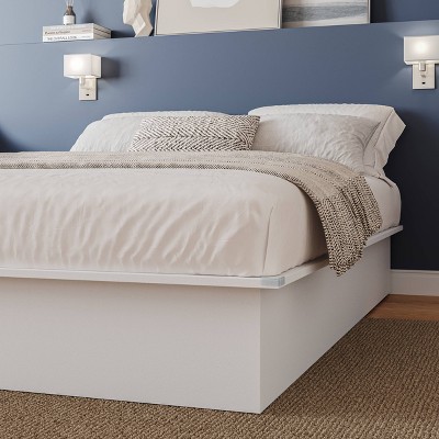 White Full Platform Bed with Minimalist Design