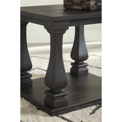 Noir Elm Wood Rectangular End Table with Storage