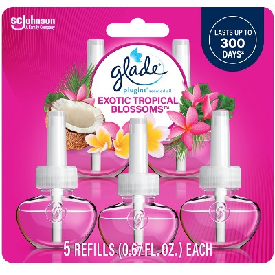 Glade PlugIns Scented Oil Air Freshener Refills - Exotic Tropical Blossoms - 3.35oz/5pk