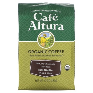 Cafe Altura Organic Coffee, Colombia, Whole Bean, Dark Roast, 10 oz (283 g) - 1 of 3