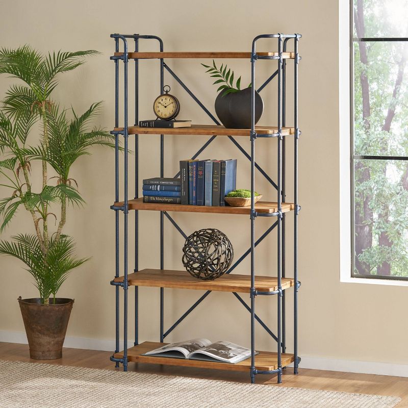 Yorktown 66.75" 5-Shelf Industrial Bookcase Brown - Christopher Knight Home, 3 of 9